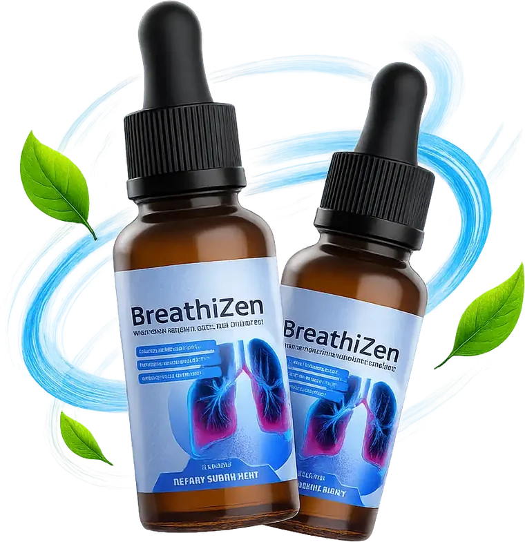Two bottles of BreathiZen herbal oral spray with mullein leaves